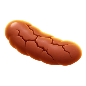 A sausage shape with surface cracks